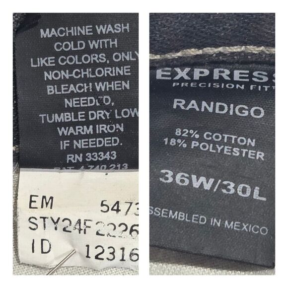 Express Mens Button Fly Denim Jeans Bootcut Washed Black Medium Rise Sz 36Wx30L - Picture 6 of 13